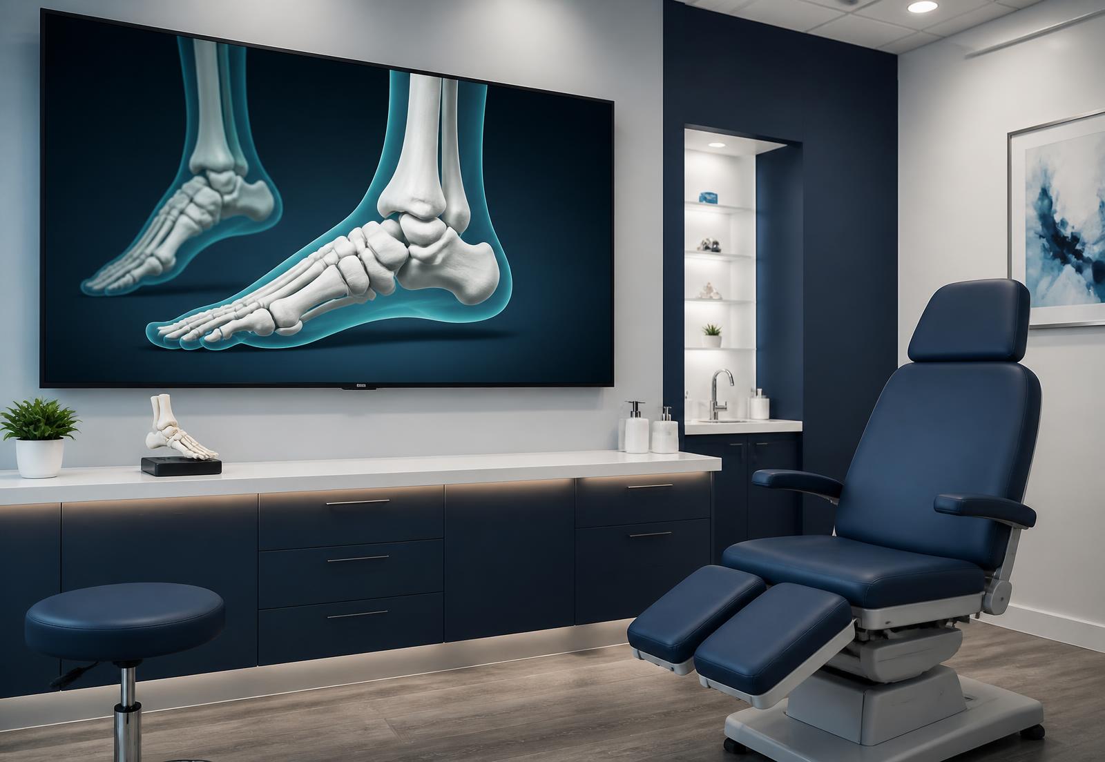 Interactive 32-inch exam room wallboard mounted in a podiatry exam room